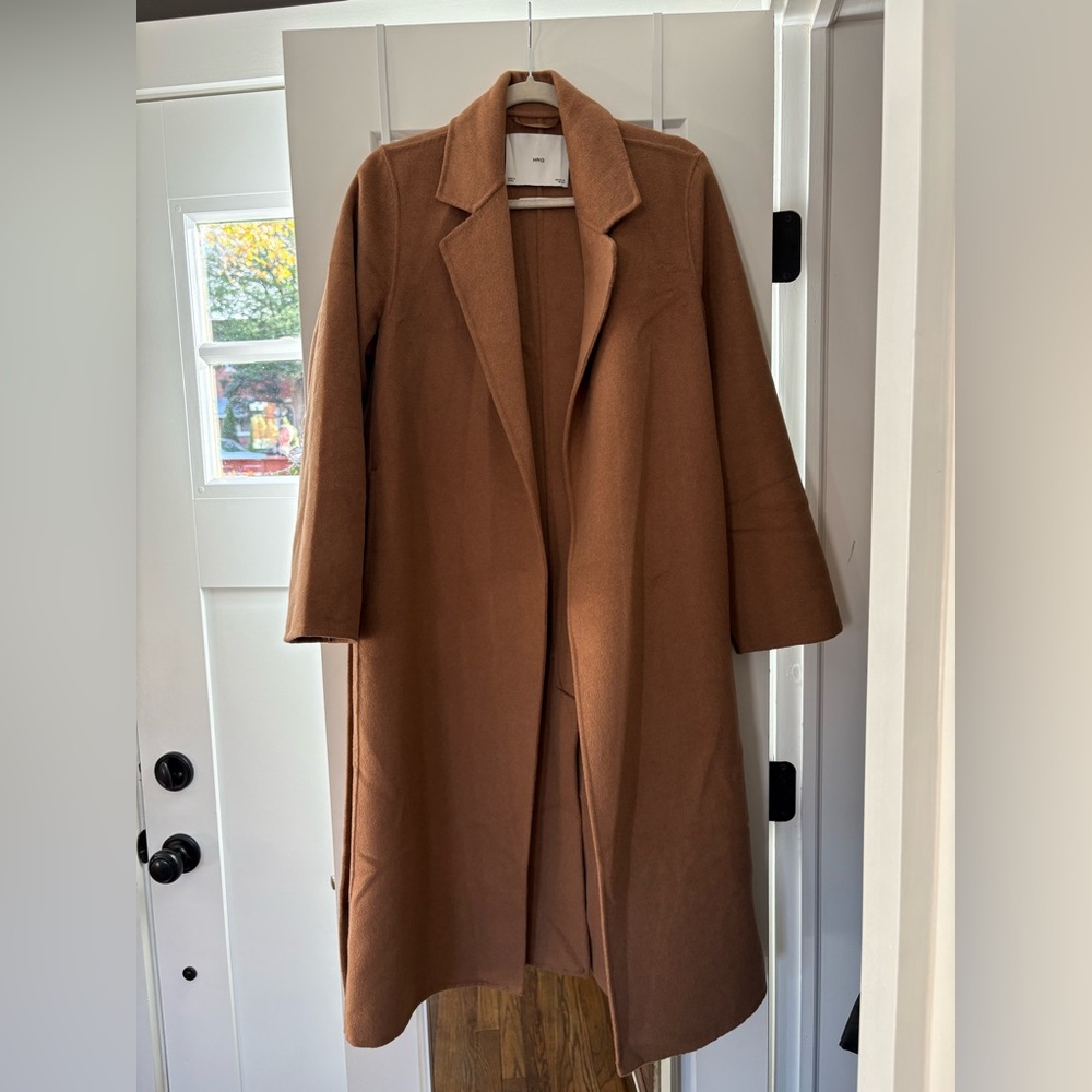 Mango Wool Blend Handmade Belted Classic Tan Coat